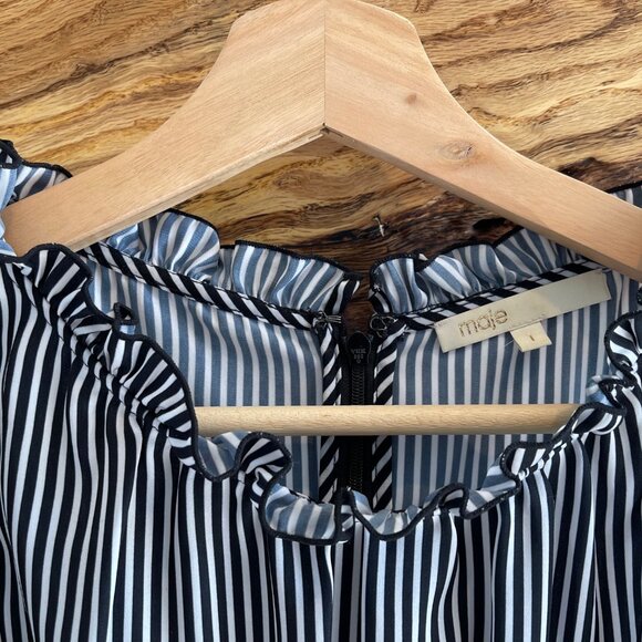 Maje Designer Beautiful Ruffle Stripped Dress - Size XS / SM- - Picture 2 of 5